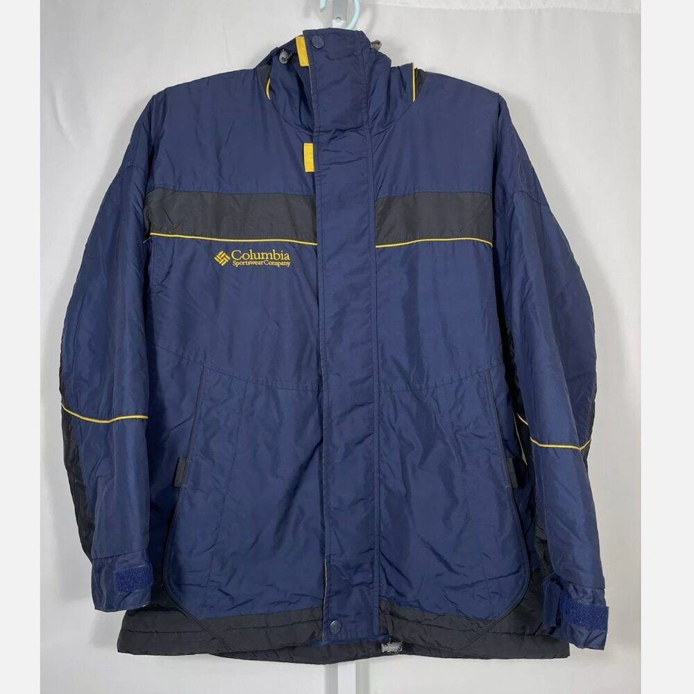 Columbia Vintage Winter Coat Jacket Mens Medium Double Zipper Blue